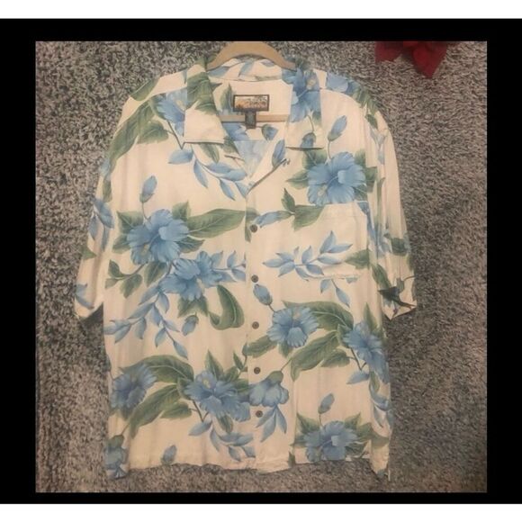 Havana Jack's Cafe Men's 2XL Blue Floral Hawaiian Shirt Short Sleeve - Picture 1 of 12